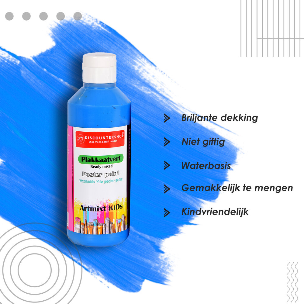 Discountershop Poster Paint Set 6x Green | 250 ml Per Bottle | Water-Based | Opaque | High Pigmentation | Versatile and Durable for Art and Education | Ready-to-Use | Washable | Suitable for Wood Canvas Metal Discountershop Poster Paint Set 6x Green | 250 ml Per Bottle | Water-Based | Opaque | High Pigmentation | Versatile and Durable for Art and Education | Ready-to-Use | Washable | Suitable for Wood Canvas Metal