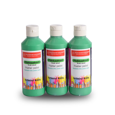 Discountershop Green Poster Paint Trio | 5cm x 16 cm | 250 Each Set | Artistic Paint with Rich Pigmentation | Ready to Use on Various Materials | Perfect for Any Creative Project Discountershop Green Poster Paint Trio | 5cm x 16 cm | 250 Each Set | Artistic Paint with Rich Pigmentation | Ready to Use on Various Materials | Perfect for Any Creative Project