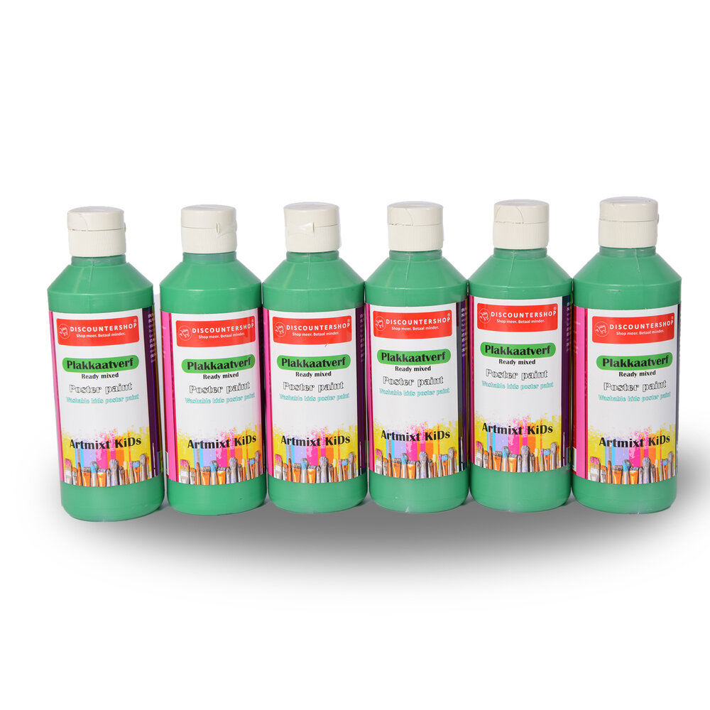 Discountershop Plakkaatverf Set 6x Groen | 250 ml Per Fles | Waterbasis | Ondoorzichtig | 5cm x 16cm | Hoge Pigmentatie | Geschikt voor Hout Canvas Steen Metaal Stof | Ideaal voor Kinderen en Volwassenen Discountershop Plakkaatverf Set 6x Groen | 250 ml Per Fles | Waterbasis | Ondoorzichtig | 5cm x 16cm | Hoge Pigmentatie | Geschikt voor Hout Canvas Steen Metaal Stof | Ideaal voor Kinderen en Volwassenen