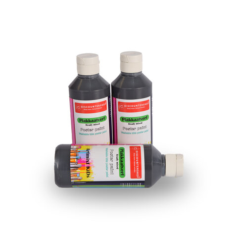 Discountershop Zwarte Set Van 3 Plakkaatverf Set | 5cm x 16cm | Waterbasis | Ondoorzichtig | Voor Hout Canvas Karton Stof | Kunstenaarsverf voor Professioneel en Beginnend Gebruik | | Maximaal 250 ml Per Set Discountershop Zwarte Set Van 3 Plakkaatverf Set | 5cm x 16cm | Waterbasis | Ondoorzichtig | Voor Hout Canvas Karton Stof | Kunstenaarsverf voor Professioneel en Beginnend Gebruik | | Maximaal 250 ml Per Set