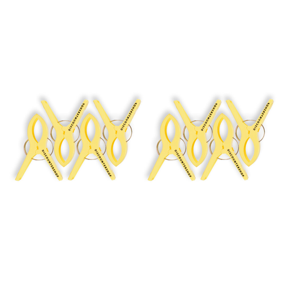 Discountershop 2 sets x 4 pcs | yellow | Towel clips | Towel clips | plastic | Towel hooks | Towel pegs | 15cm*10cm*3cm Discountershop 2 sets x 4 pcs | yellow | Towel clips | Towel clips | plastic | Towel hooks | Towel pegs | 15cm*10cm*3cm