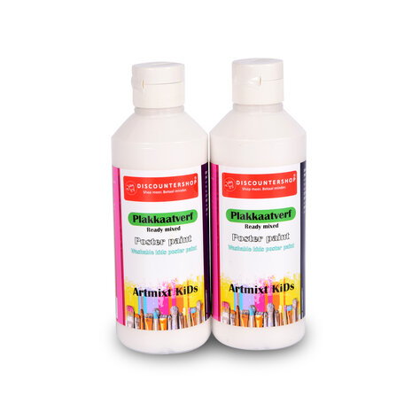 Discountershop White Poster Paint Set of 2 | 5 x 16 cm | Water-Based Artist Paint | Opaque Consistency | Aging-Resistant | Ideal for Posters and School Projects Discountershop White Poster Paint Set of 2 | 5 x 16 cm | Water-Based Artist Paint | Opaque Consistency | Aging-Resistant | Ideal for Posters and School Projects