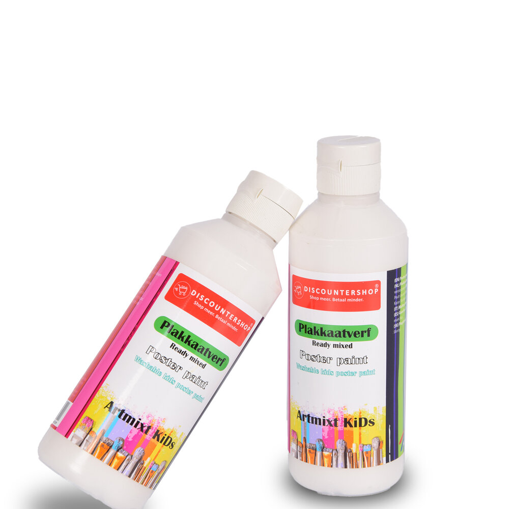 Discountershop White Poster Paint Set of 2 | 5 x 16 cm | Water-Based Artist Paint | Opaque Consistency | Aging-Resistant | Ideal for Posters and School Projects Discountershop White Poster Paint Set of 2 | 5 x 16 cm | Water-Based Artist Paint | Opaque Consistency | Aging-Resistant | Ideal for Posters and School Projects