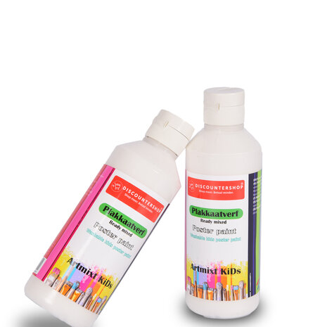 Discountershop Witte Plakkaatverf Set Van 2 | 5 x 16 cm | 250 ml per fles | Artiesten Verf met Waterbasis | Ondoorzichtige Consistentie | Verouderingsbestendig | Ideaal voor  Posters en Schoolprojecten Discountershop Witte Plakkaatverf Set Van 2 | 5 x 16 cm | 250 ml per fles | Artiesten Verf met Waterbasis | Ondoorzichtige Consistentie | Verouderingsbestendig | Ideaal voor  Posters en Schoolprojecten
