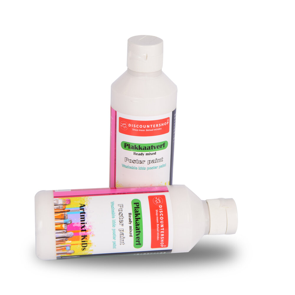 Discountershop Witte Plakkaatverf Set Van 2 | 5 x 16 cm | 250 ml per fles | Artiesten Verf met Waterbasis | Ondoorzichtige Consistentie | Verouderingsbestendig | Ideaal voor  Posters en Schoolprojecten Discountershop Witte Plakkaatverf Set Van 2 | 5 x 16 cm | 250 ml per fles | Artiesten Verf met Waterbasis | Ondoorzichtige Consistentie | Verouderingsbestendig | Ideaal voor  Posters en Schoolprojecten