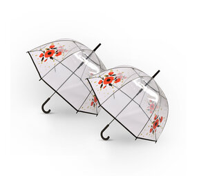 Discountershop 2x | Umbrella | Diameter 86 cm | Sturdy umbrella | transparent | rain accessories | polyester | Automatic umbrella | length 84cm Discountershop 2x | Umbrella | Diameter 86 cm | Sturdy umbrella | transparent | rain accessories | polyester | Automatic umbrella | length 84cm
