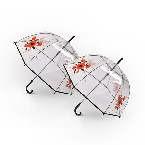Discountershop 2x | Umbrella | Diameter 86 cm | Sturdy umbrella | transparent | rain accessories | polyester | Automatic umbrella | length 84cm Discountershop 2x | Umbrella | Diameter 86 cm | Sturdy umbrella | transparent | rain accessories | polyester | Automatic umbrella | length 84cm