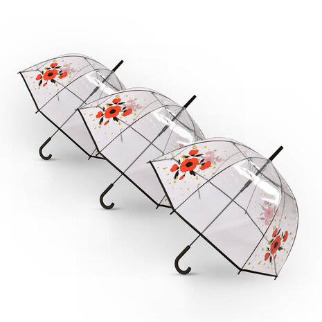 Discountershop 3x | Paraplu | Diameter 86 cm | Stevige paraplu | transparent | regenaccessoires | polyester | Automatische paraplu | lengte 84cm Discountershop 3x | Paraplu | Diameter 86 cm | Stevige paraplu | transparent | regenaccessoires | polyester | Automatische paraplu | lengte 84cm