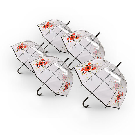 Discountershop 5x | Paraplu | Diameter 86 cm | Stevige paraplu | transparent | regenaccessoires | polyester | Automatische paraplu | lengte 84cm Discountershop 5x | Paraplu | Diameter 86 cm | Stevige paraplu | transparent | regenaccessoires | polyester | Automatische paraplu | lengte 84cm
