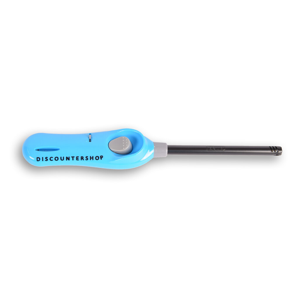 Discountershop BBQ Aansteker 26 cm met Kinderslot, Licht Gasmodel voor Barbecue, Kaarsen, Keuken, Camping en Outdoor Gebruik Sky Blauw