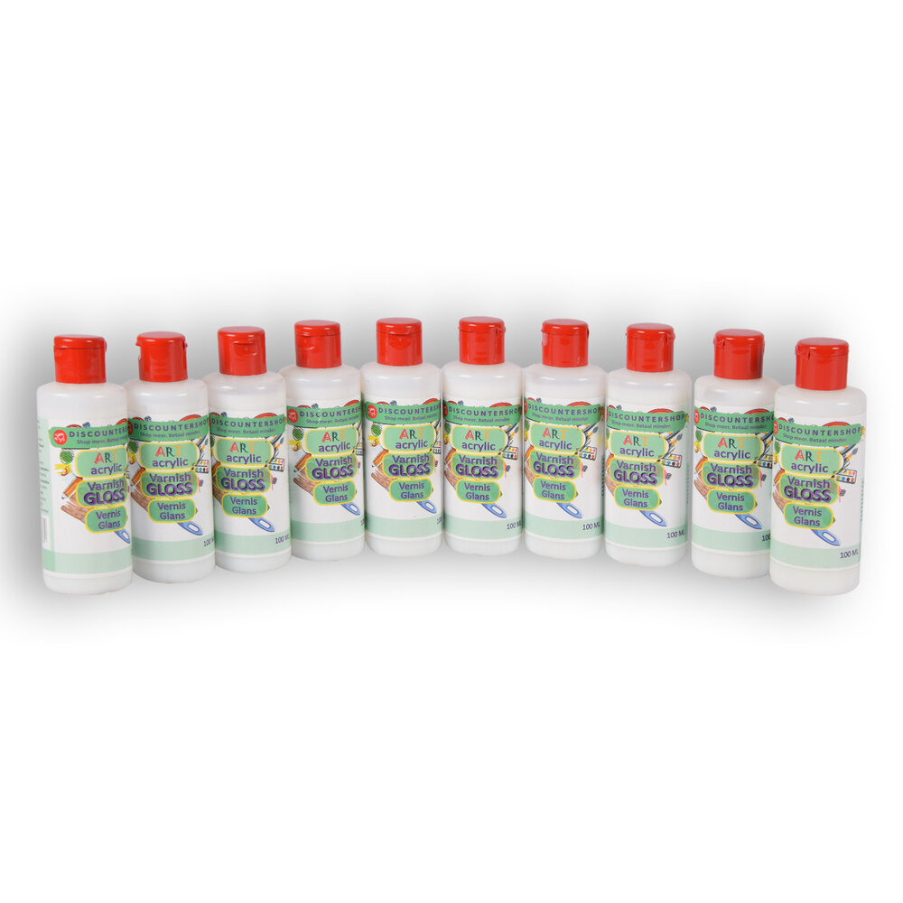Discountershop 10 pieces varnish gloss 100ml | Acrylic varnish | plastic | for children and adults | 11.5cm*3.5cm Discountershop 10 pieces varnish gloss 100ml | Acrylic varnish | plastic | for children and adults | 11.5cm*3.5cm