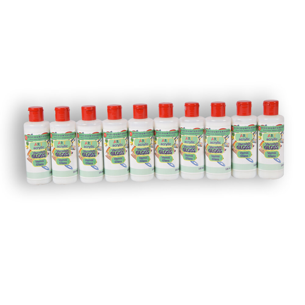 Discountershop 10 pieces varnish gloss 100ml | Acrylic varnish | plastic | for children and adults | 11.5cm*3.5cm Discountershop 10 pieces varnish gloss 100ml | Acrylic varnish | plastic | for children and adults | 11.5cm*3.5cm