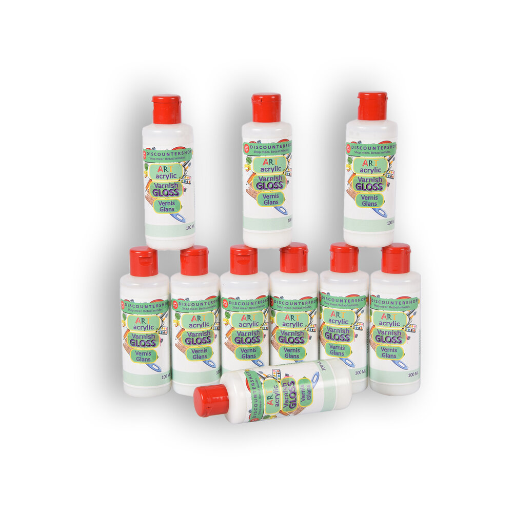 Discountershop 10 pieces varnish gloss 100ml | Acrylic varnish | plastic | for children and adults | 11.5cm*3.5cm Discountershop 10 pieces varnish gloss 100ml | Acrylic varnish | plastic | for children and adults | 11.5cm*3.5cm