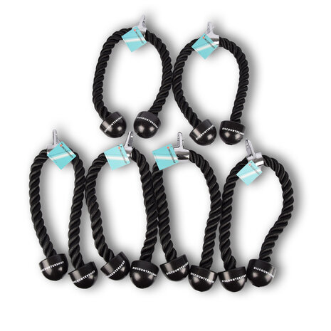 Discountershop 6 pieces | Triceps rope | black | Cable rope for triceps | Pull cord for multi-gym station | Triceps cable | Triceps cord | Maximum load: 200 kg | (length/width): 5/6.5 cm Discountershop 6 pieces | Triceps rope | black | Cable rope for triceps | Pull cord for multi-gym station | Triceps cable | Triceps cord | Maximum load: 200 kg | (length/width): 5/6.5 cm