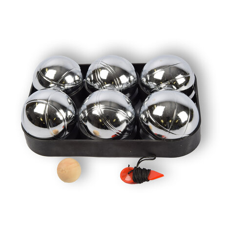 Discountershop Complete 6-delige Jeu-de-boules Set inclusief Jack/Cochonnet, Meetpen en Draagtas - 7.3 cm Bal Diameter - Afmeting Koffer 22.5cm x 14.5cm x 7cm