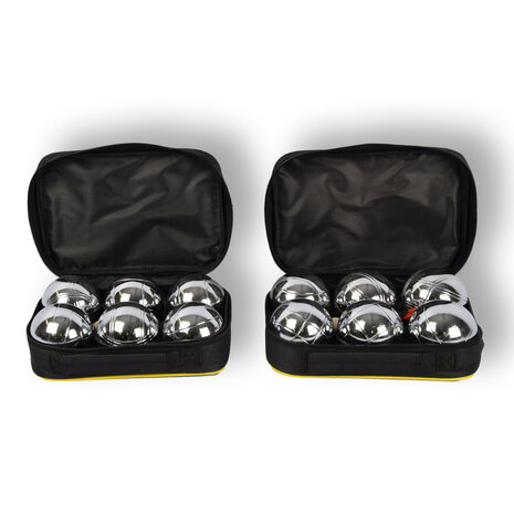 Discountershop 2 Sets Jeu de boules set | 6 Piece Jeu-de-boules set with Jack/Cochonnet, Measuring Pen and Carrying Bag per Piece - 7.3 cm Ball Diameter - Case: 22.5 cm x 14.5 cm x 7 cm Discountershop 2 Sets Jeu de boules set | 6 Piece Jeu-de-boules set with Jack/Cochonnet, Measuring Pen and Carrying Bag per Piece - 7.3 cm Ball Diameter - Case: 22.5 cm x 14.5 cm x 7 cm