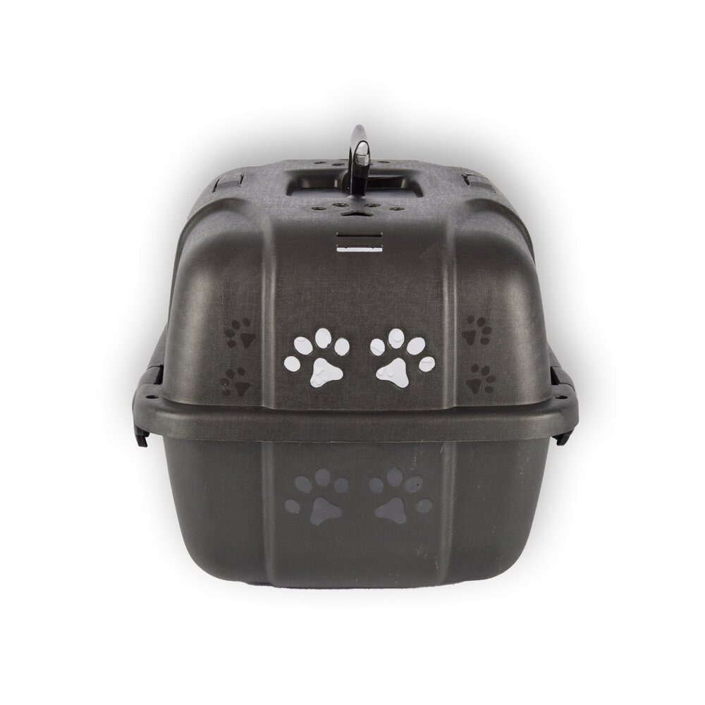Discountershop Hondenbox/Kattenbox en Reismand in Zwart | Dieren Transporter met Comfortabele Handgreep en Afsluitbare Deuren | Ideaal voor Veilig en Comfortabel Transport | 48cm x 30cm x 32cm