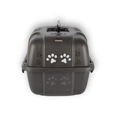 Discountershop Hondenbox/Kattenbox en Reismand in Zwart | Dieren Transporter met Comfortabele Handgreep en Afsluitbare Deuren | Ideaal voor Veilig en Comfortabel Transport | 48cm x 30cm x 32cm