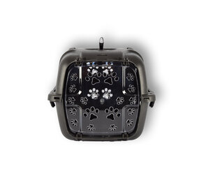 Discountershop Hondenbox/Kattenbox  en Reismand in Zwart | Dieren Transporter met Comfortabele Handgreep en Afsluitbare Deuren | Ideaal voor Veilig en Comfortabel Transport | 48cm x 30cm x 32cm