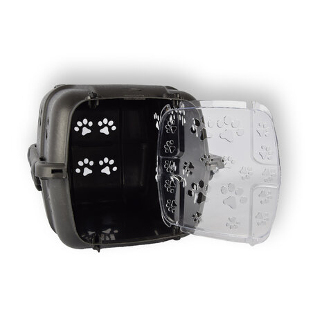 Discountershop Dog/Cat Crate and Travel Carrier in Black | Pet Transporter with Comfortable Handle and Lockable Doors | Ideal for Safe and Comfortable Transport | 48 cm x 30 cm x 32 cm