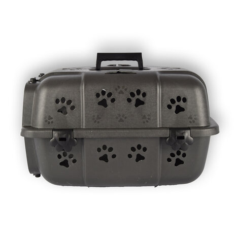 Discountershop Hondenbox/Kattenbox en Reismand in Zwart | Dieren Transporter met Comfortabele Handgreep en Afsluitbare Deuren | Ideaal voor Veilig en Comfortabel Transport | 48cm x 30cm x 32cm