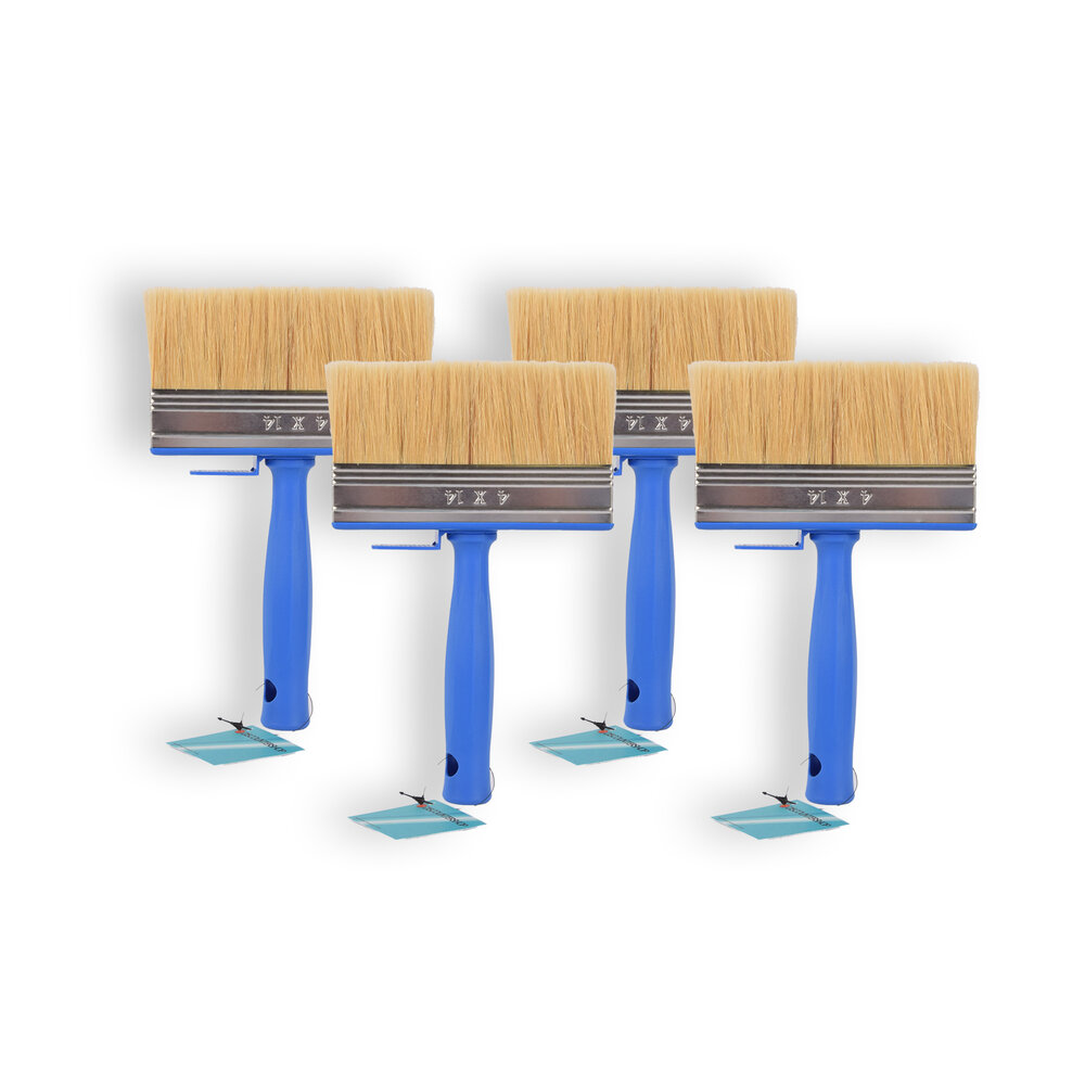 Discountershop 4x | Block brush | Plastic | Wall paint brush | Brush | Blue | 23cm x 14cm x 4cm | Suitable for Water-based and Oil-based Paints