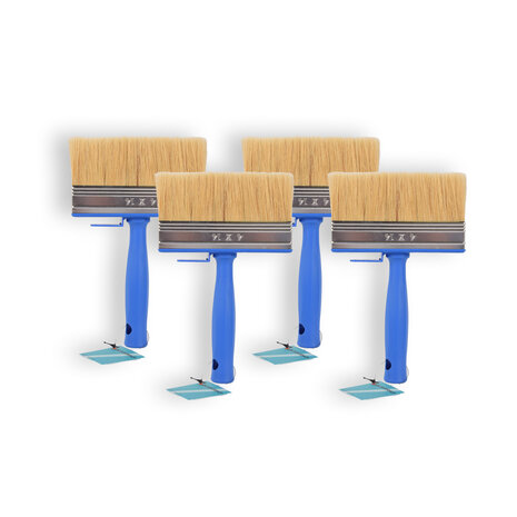 Discountershop 4x | Block brush | Plastic | Wall paint brush | Brush | Blue | 23cm x 14cm x 4cm | Suitable for Water-based and Oil-based Paints