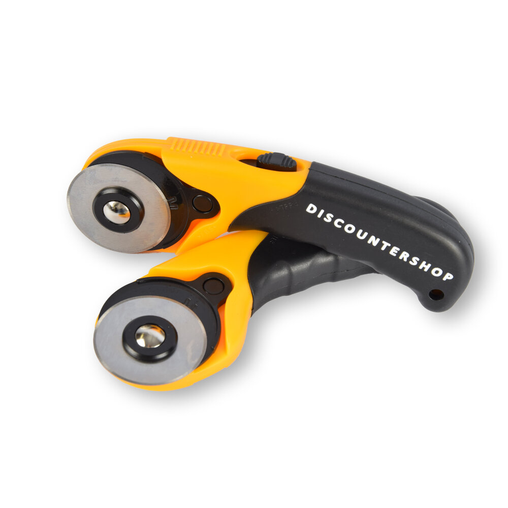 Discountershop 2 Stuks | Handige Rollermes Set | Praktische Rolmes | Duurzame Messenrol | Geel & Zwart | 17cm x 1.8cm x 6cm