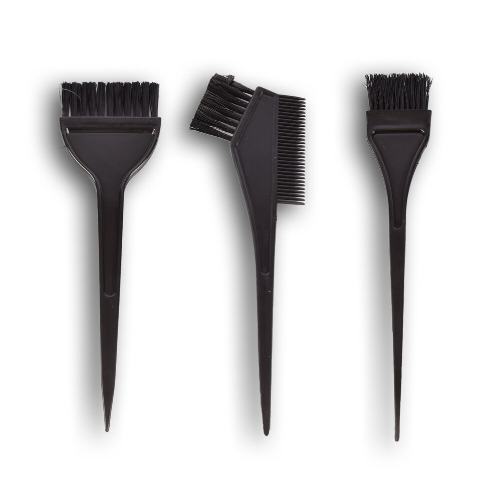 Discountershop Haarverfset 4-delig - 3 Kwasten & 1 Verfbakje - Geschikt voor Alle Haartypes - Zwart - Verf Set voor Lang & Kort Haar - Krullend & Steil Haar - Professioneel & Thuisgebruik