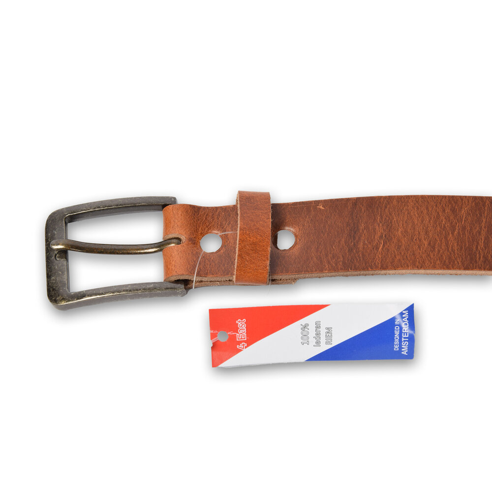 4 East 4East Unisex 100% Genuine buffalo leather  Belt - Tan Trouser Belt - Size 95 - Adjustable - 5 Holes - Total Length 112cm - For Women and Men