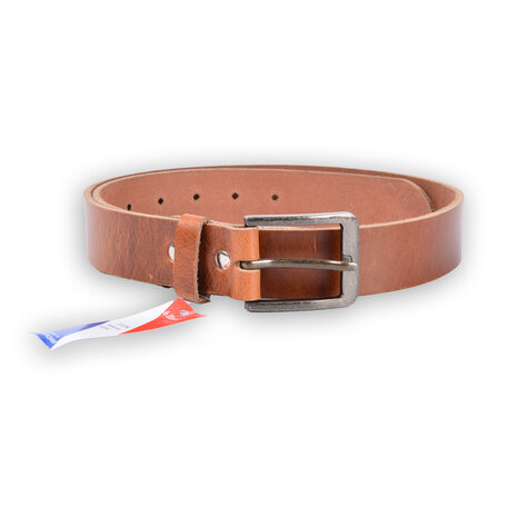 4 East 4East Unisex 100% Echt buffelleer Riem - Tan  Broekriem - Maat 85 - Verstelbaar - 5 Gaten - Totale Lengte 101cm - Voor Dames en Heren