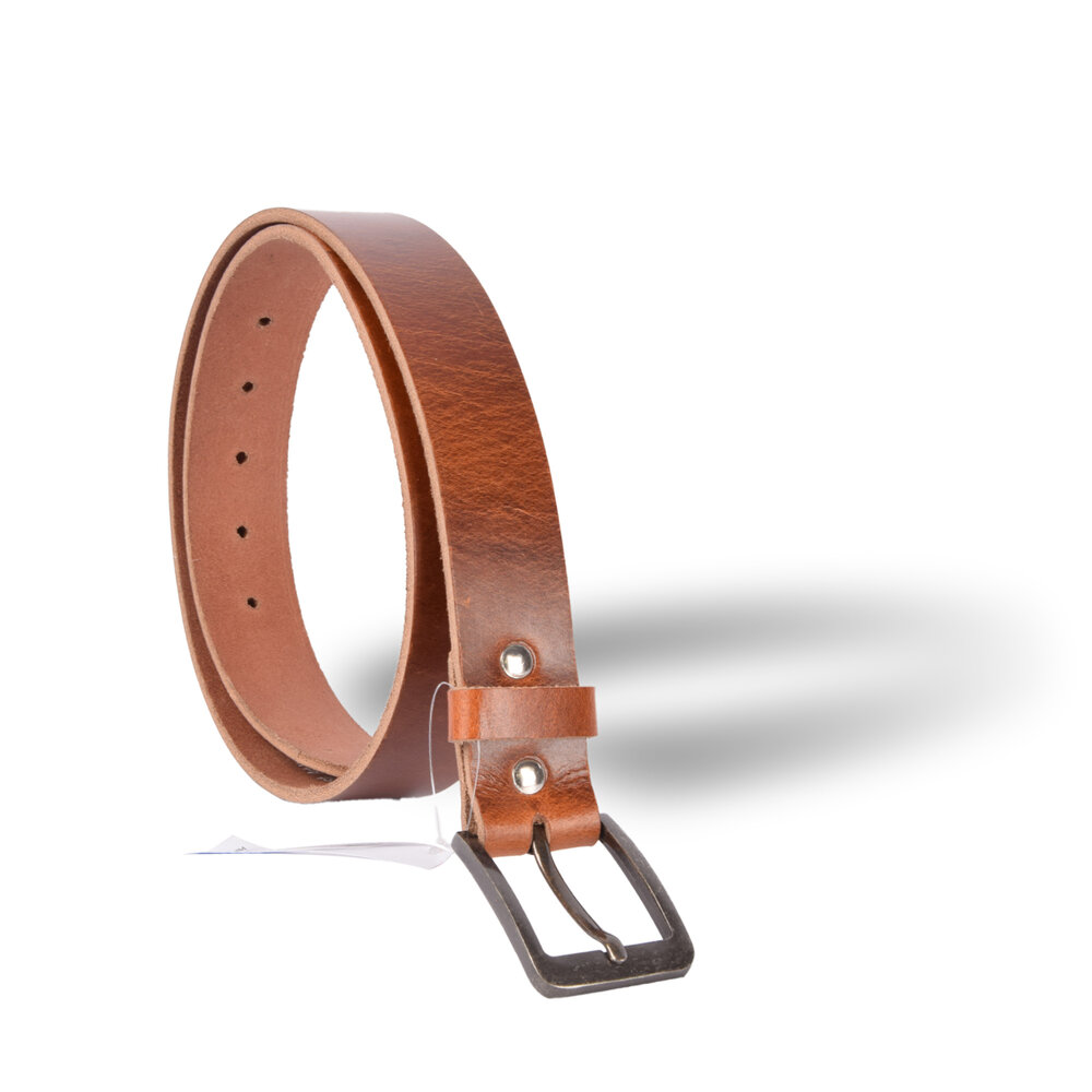 4 East 4East Unisex 100% Genuine buffalo leather Belt - Tan Trouser Belt - Size 85 - Adjustable - 5 Holes - Total Length 101cm - For Women and Men