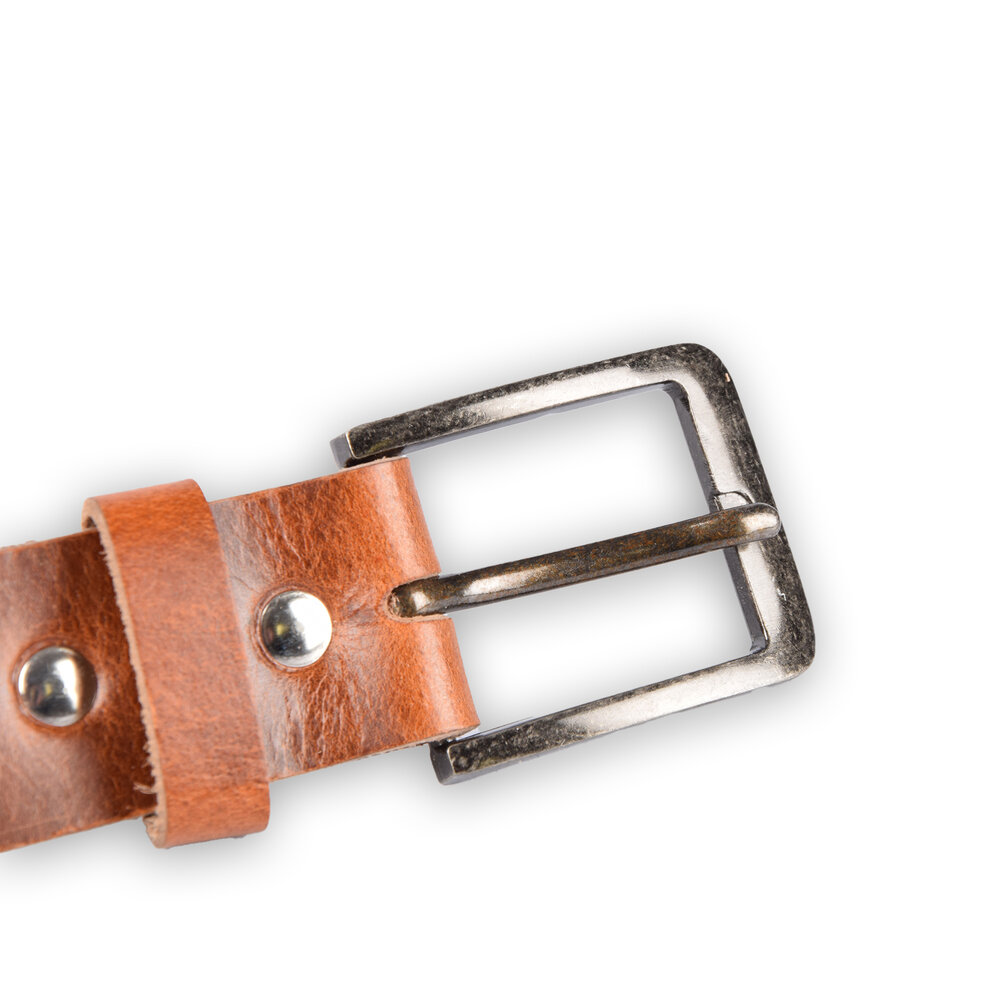 4 East 4East Unisex 100% Genuine buffalo leather Belt - Tan Trouser Belt - Size 85 - Adjustable - 5 Holes - Total Length 101cm - For Women and Men