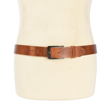 4 East 4East Unisex 100% Echt buffelleer Riem - Tan  Broekriem - Maat 85 - Verstelbaar - 5 Gaten - Totale Lengte 101cm - Voor Dames en Heren