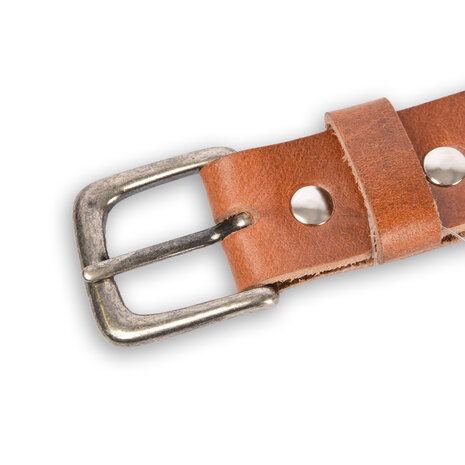 4 East 4East Unisex 100% Echt buffelleer Riem - Tan  Broekriem - Maat 115 - Verstelbaar - 5 Gaten - Totale Lengte 131cm - Voor Dames en Heren