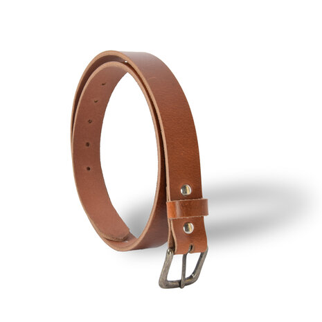 4 East 4East Unisex 100% Echt buffelleer  Riem - Tan  Broekriem - Maat 95 - Verstelbaar - 5 Gaten - Totale Lengte 111cm - Voor Dames en Heren