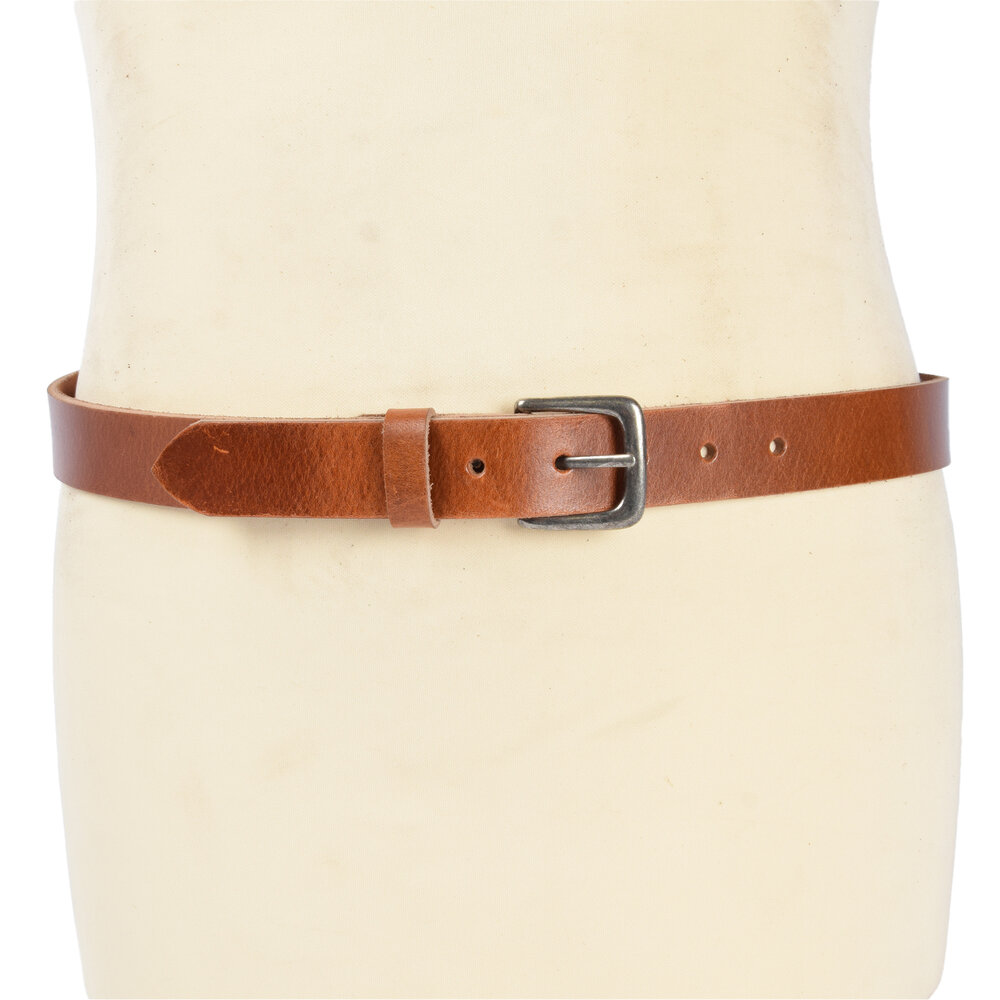 4 East 4East Unisex 100% Echt buffelleer  Riem - Tan  Broekriem - Maat 95 - Verstelbaar - 5 Gaten - Totale Lengte 111cm - Voor Dames en Heren