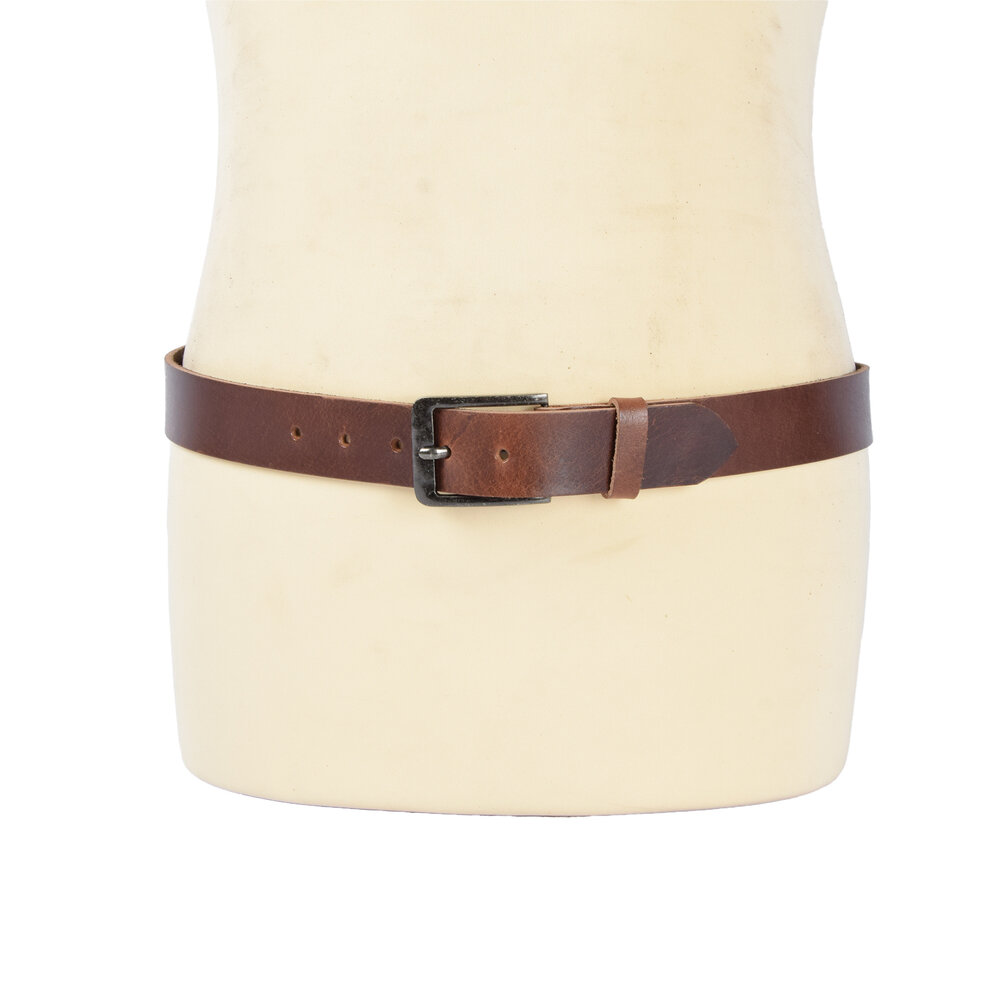 4 East 4East Unisex 100% Genuine buffalo leather Belt - brown Trouser Belt - Size 95 - Adjustable - 5 Holes - Total Length 112cm - For Women and Men