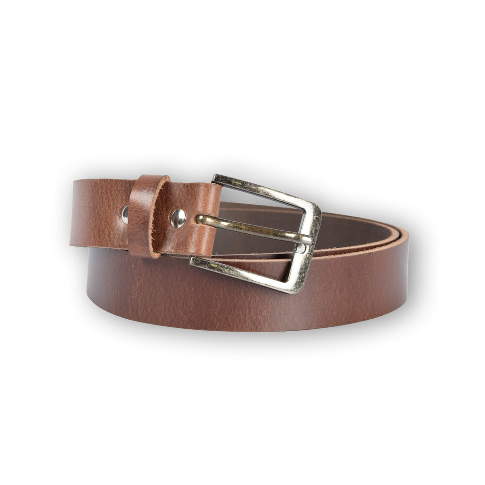 4 East 4East Unisex 100% Echt buffelleer Riem – bruin Broekriem - Maat 95 - Verstelbaar - 5 Gaten - Totale Lengte 112cm - Voor Dames en Heren