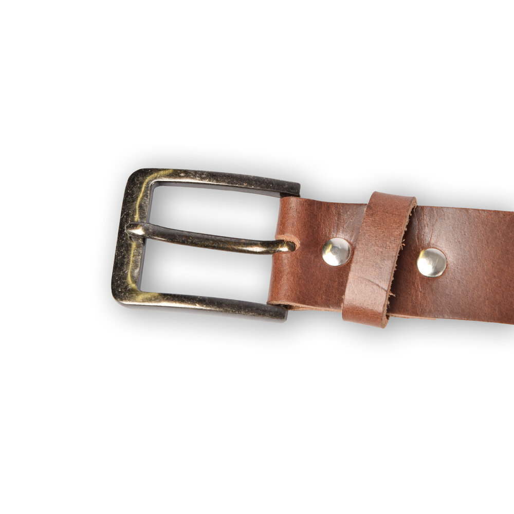 4 East 4East Unisex 100% Echt buffelleer Riem – bruin Broekriem - Maat 95 - Verstelbaar - 5 Gaten - Totale Lengte 112cm - Voor Dames en Heren