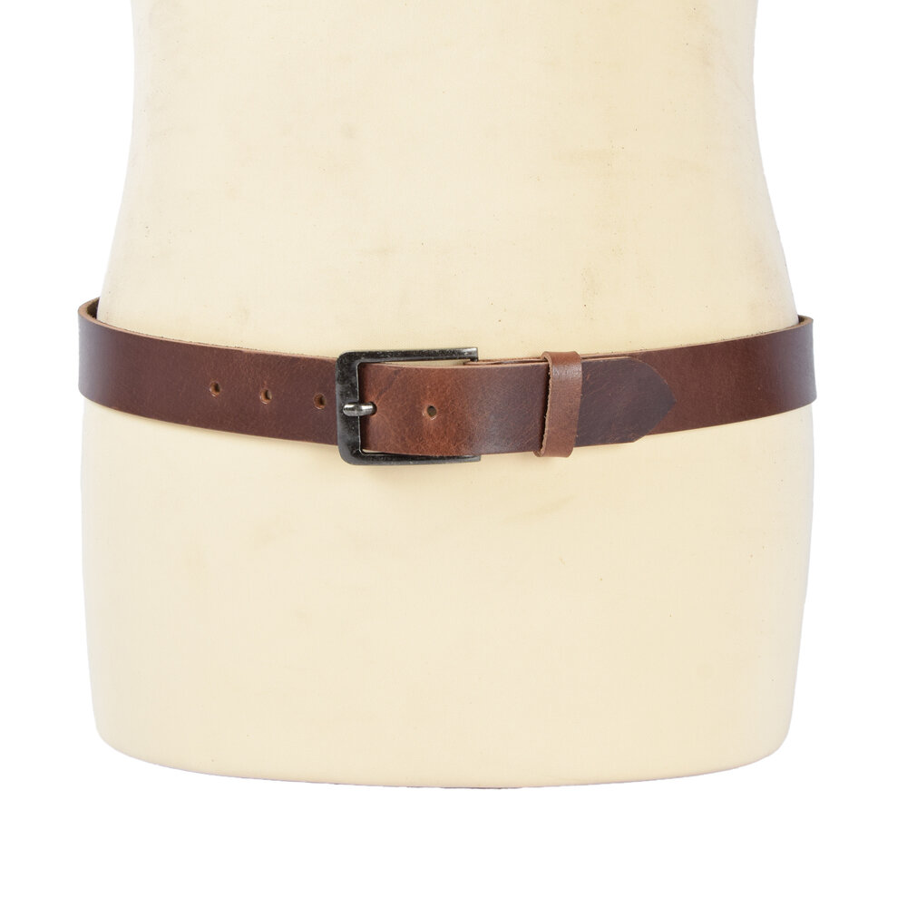 4 East 4East Unisex 100% Echt buffelleer Riem – bruin Broekriem - Maat 85 - Verstelbaar - 5 Gaten - Totale Lengte 101cm - Voor Dames en Heren