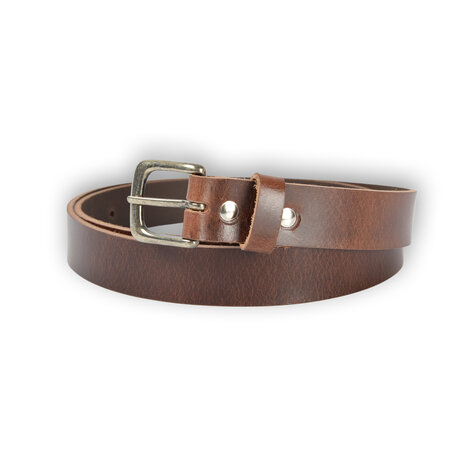 4 East 4East Unisex 100% Echt buffelleer Riem - Bruin Broekriem - Maat 105 - Verstelbaar - 5 Gaten - Totale Lengte 121cm - Voor Dames en Heren