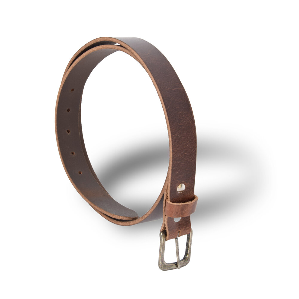 4 East 4East Unisex 100% Echt buffelleer  Riem - Bruin Broekriem - Maat 95 - Verstelbaar - 5 Gaten - Totale Lengte 111cm - Voor Dames en Heren