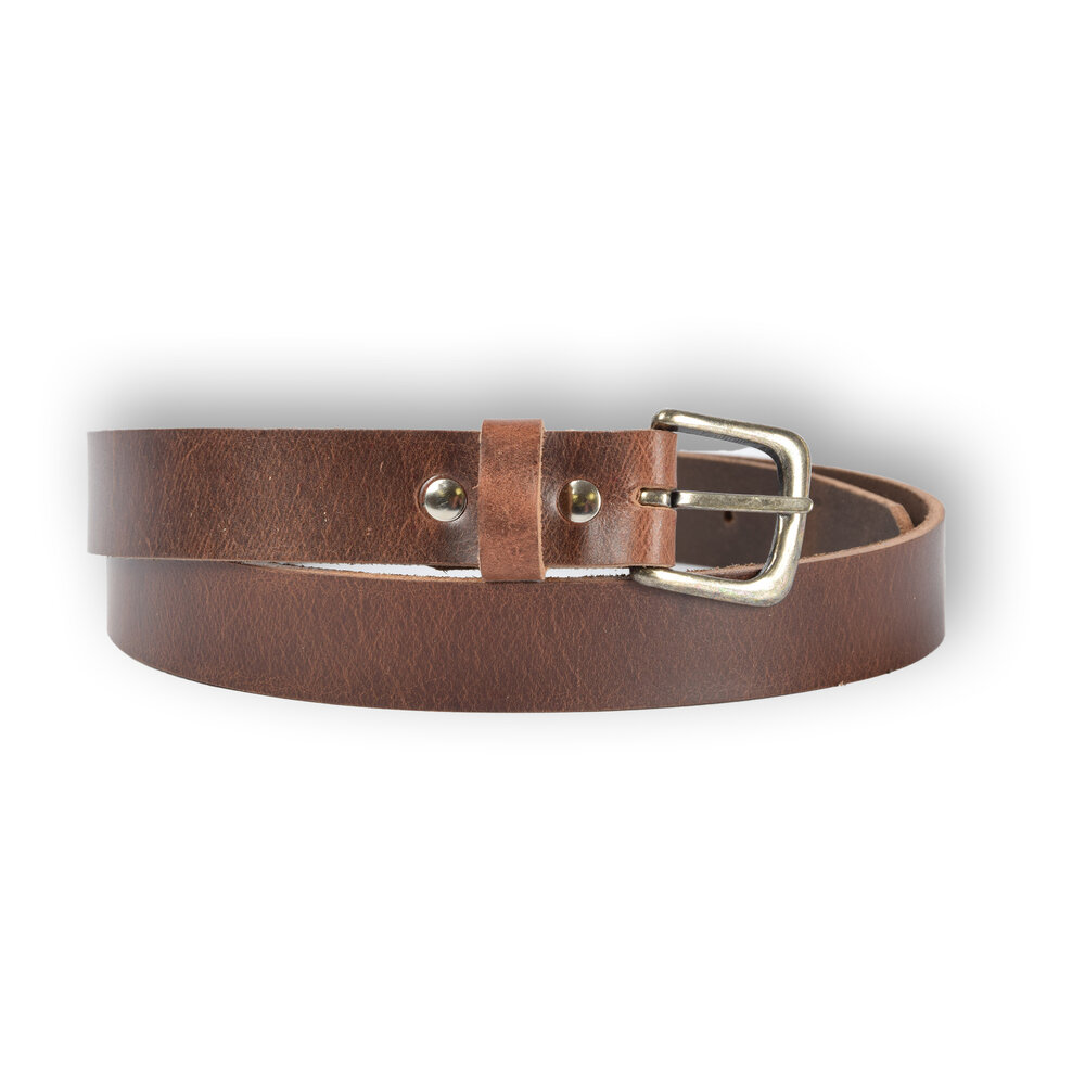 4 East 4East Unisex 100% Echt buffelleer  Riem - Bruin Broekriem - Maat 95 - Verstelbaar - 5 Gaten - Totale Lengte 111cm - Voor Dames en Heren