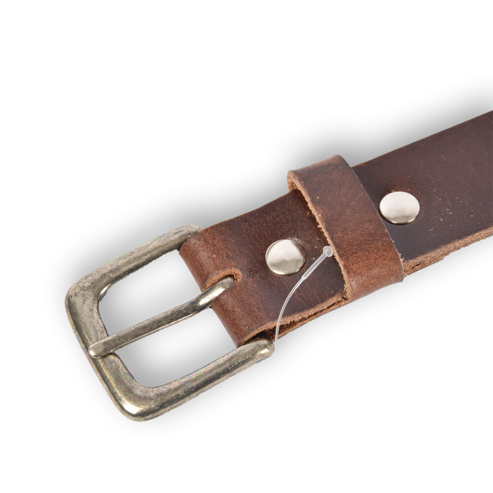 4 East 4East Unisex 100% Echt buffelleer  Riem - Bruin Broekriem - Maat 95 - Verstelbaar - 5 Gaten - Totale Lengte 111cm - Voor Dames en Heren