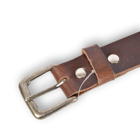 4 East 4East Unisex 100% Echt buffelleer  Riem - Bruin Broekriem - Maat 95 - Verstelbaar - 5 Gaten - Totale Lengte 111cm - Voor Dames en Heren