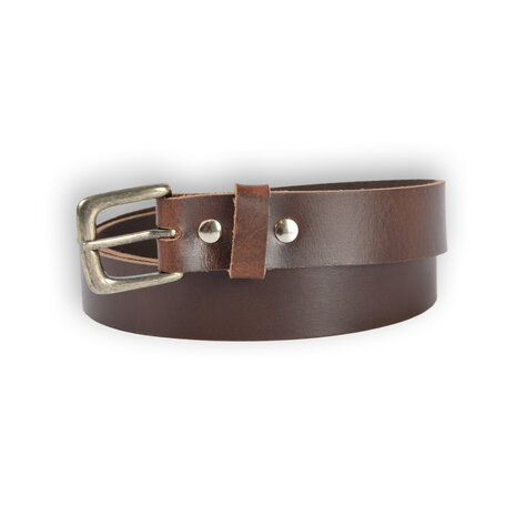4 East 4East Unisex 100% Echt buffelleer Riem - Bruin Broekriem - Maat 85 - Verstelbaar - 5 Gaten - Totale Lengte 101cm - Voor Dames en Heren