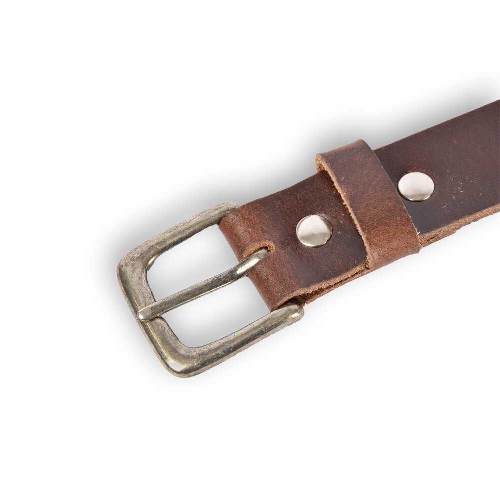 4 East 4East Unisex 100% Echt buffelleer Riem - Bruin Broekriem - Maat 85 - Verstelbaar - 5 Gaten - Totale Lengte 101cm - Voor Dames en Heren