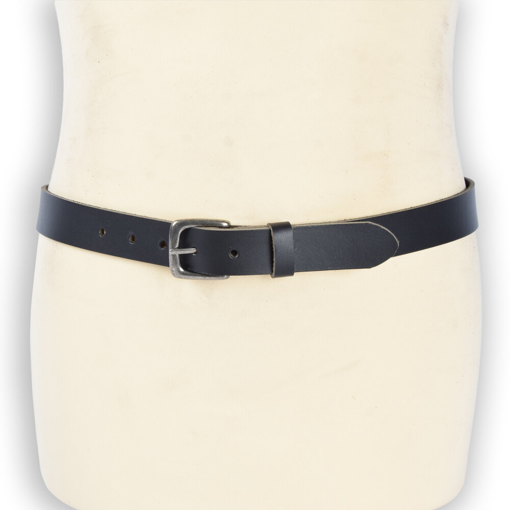 4 East 4East Unisex 100% Genuine buffalo leather Belt - black Trouser Belt - Size 105 - Adjustable - 5 Holes - Total Length 121cm - For Women and Men