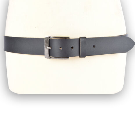 4 East 4East Unisex 100% Genuine buffalo leather Belt - black Trouser Belt - Size 95 - Adjustable - 5 Holes - Total Length 101cm - For Women and Men - 4cm Width Trouser Belt